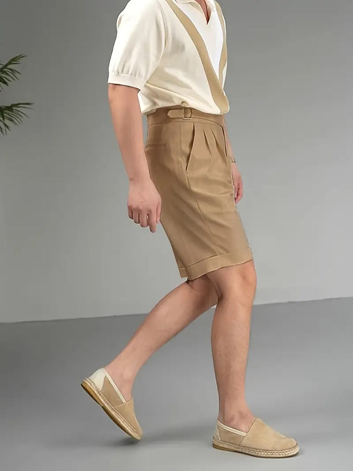 Men's Business Casual Shorts with Turn-Up Cuff