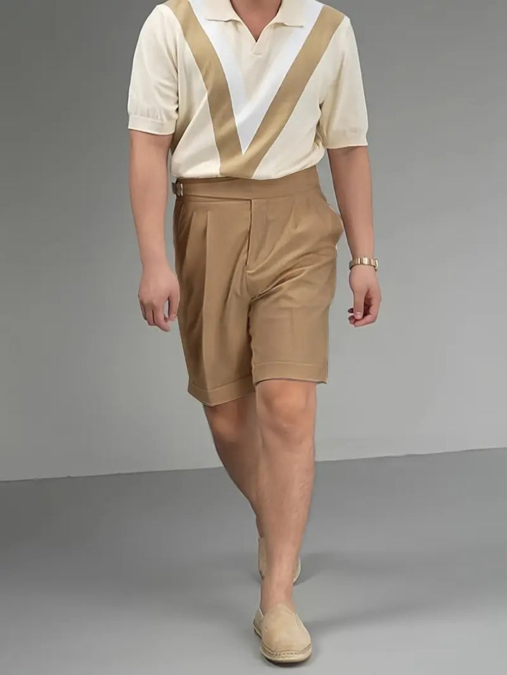 Men's Business Casual Shorts with Turn-Up Cuff