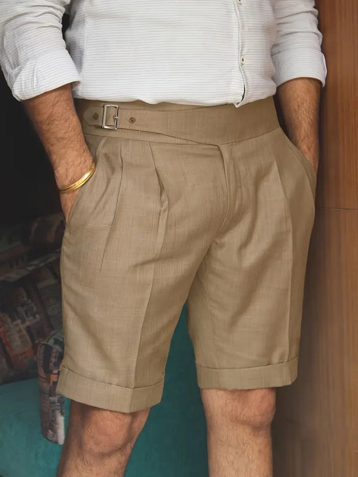 Men's Business Casual Shorts with Turn-Up Cuff