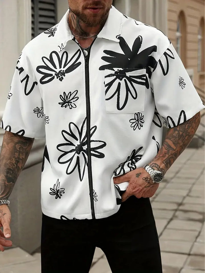 Men's Floral Graphic Zip Shirt