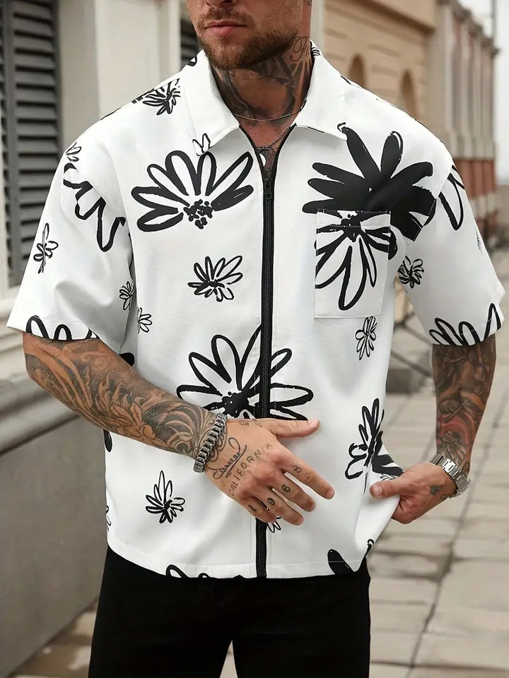 Men's Floral Graphic Zip Shirt