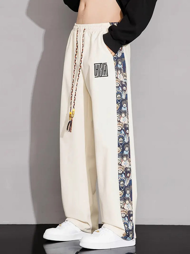 Men's Graphic Print Wide-Leg Pants