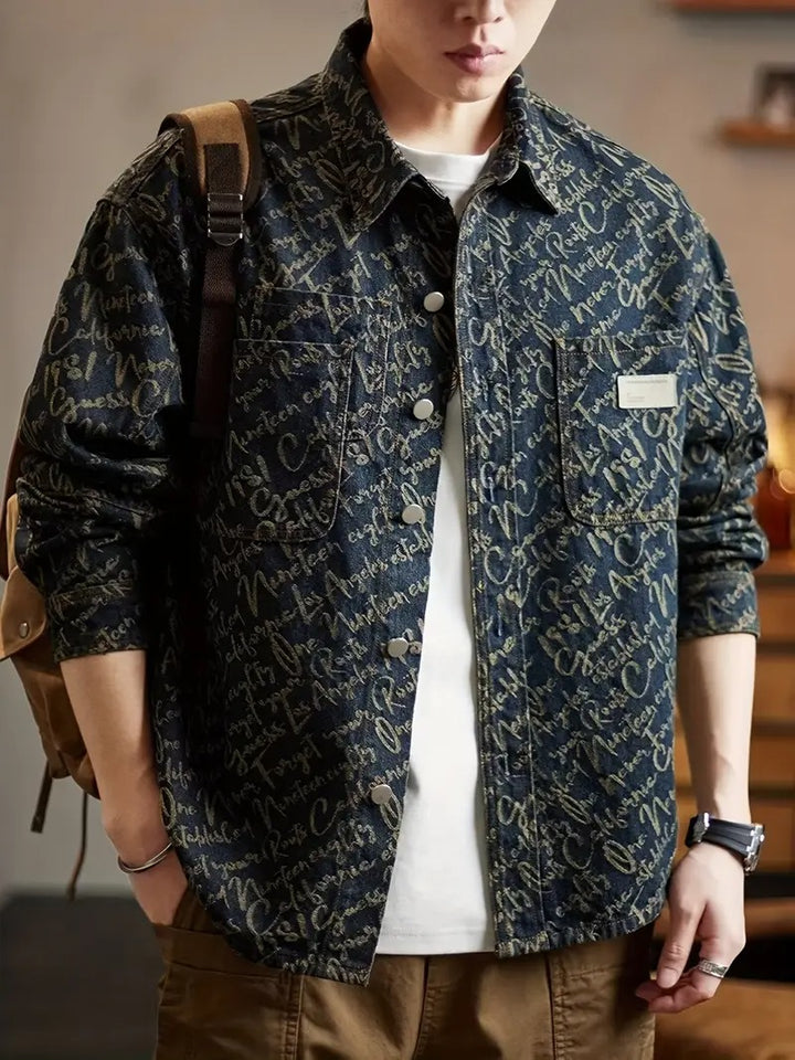 Men's Text Print Button-Down Shirt