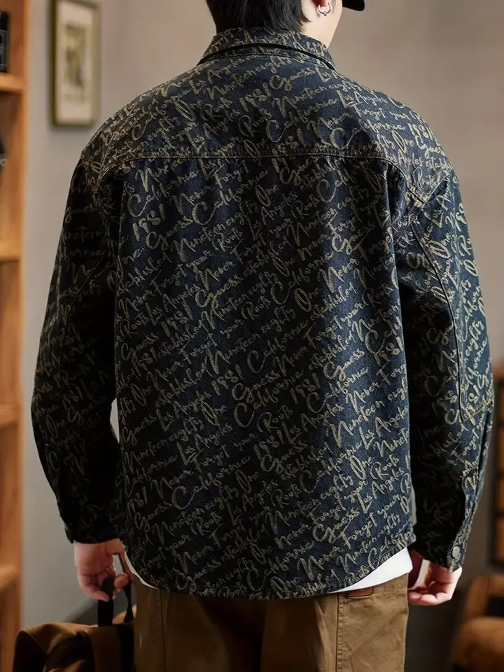 Men's Text Print Button-Down Shirt