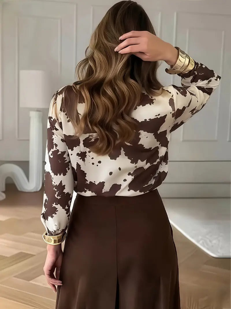 Women's Cow Print Button-Down Shirt