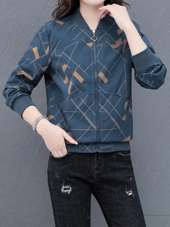 Women's Geometric Print Zip Jacket