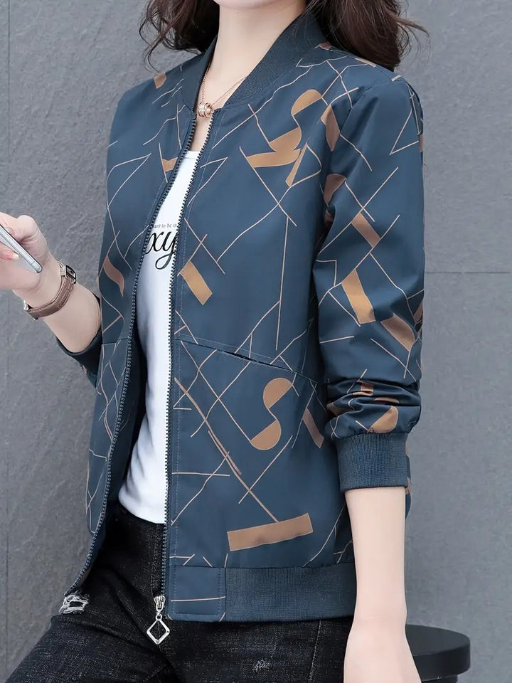 Women's Geometric Print Zip Jacket