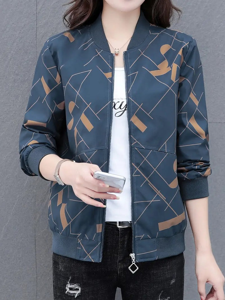Women's Geometric Print Zip Jacket