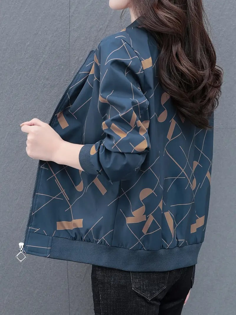 Women's Geometric Print Zip Jacket